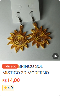 Brinco Sol Místico 3D